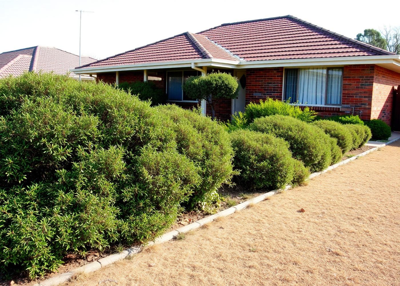 Overgrown Nedlands front garden with dry lawn before landscaping