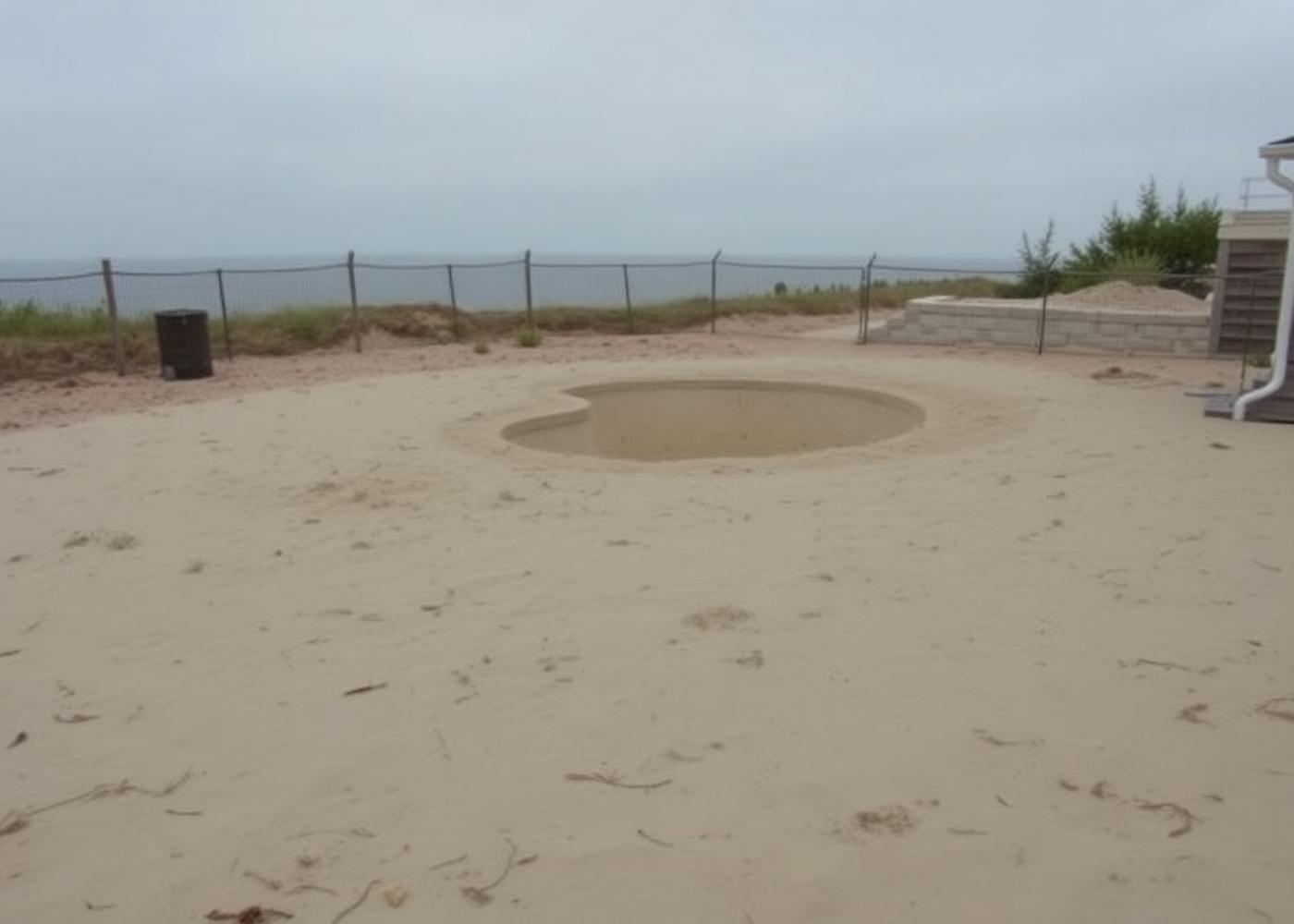 Empty sandy Scarborough backyard before landscaping works